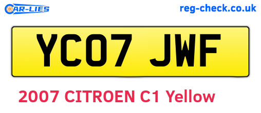 YC07JWF are the vehicle registration plates.