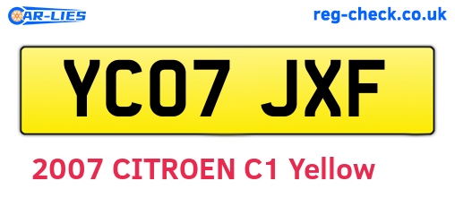 YC07JXF are the vehicle registration plates.