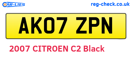 AK07ZPN are the vehicle registration plates.