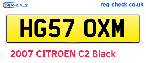 HG57OXM are the vehicle registration plates.