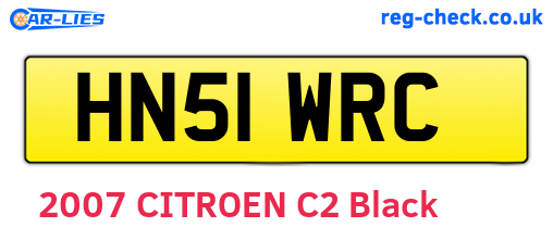 HN51WRC are the vehicle registration plates.