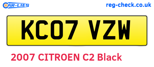 KC07VZW are the vehicle registration plates.