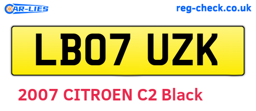 LB07UZK are the vehicle registration plates.