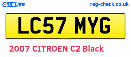 LC57MYG are the vehicle registration plates.