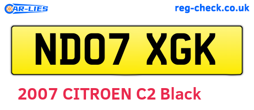 ND07XGK are the vehicle registration plates.