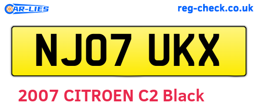 NJ07UKX are the vehicle registration plates.