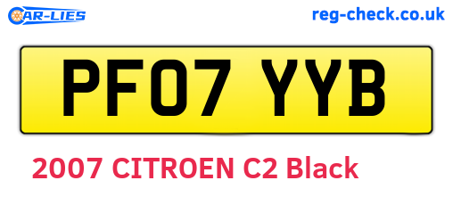 PF07YYB are the vehicle registration plates.