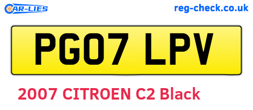 PG07LPV are the vehicle registration plates.