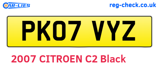 PK07VYZ are the vehicle registration plates.