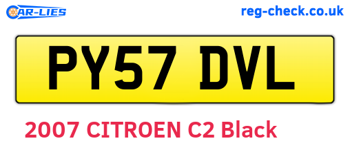 PY57DVL are the vehicle registration plates.