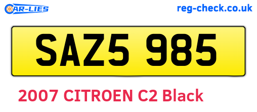 SAZ5985 are the vehicle registration plates.