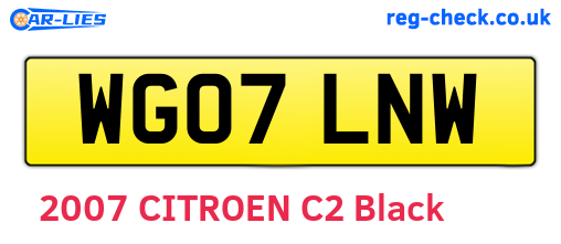 WG07LNW are the vehicle registration plates.