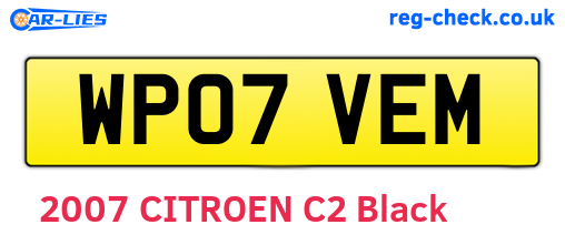 WP07VEM are the vehicle registration plates.