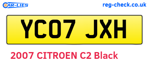 YC07JXH are the vehicle registration plates.