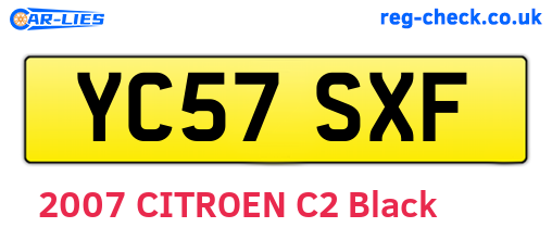 YC57SXF are the vehicle registration plates.