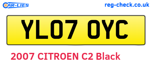 YL07OYC are the vehicle registration plates.