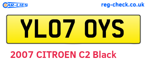 YL07OYS are the vehicle registration plates.