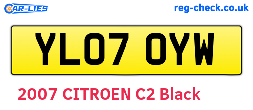 YL07OYW are the vehicle registration plates.