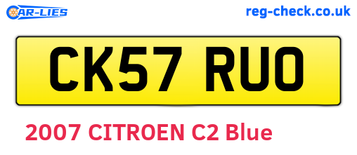 CK57RUO are the vehicle registration plates.