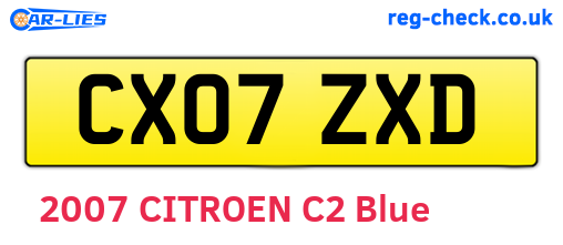 CX07ZXD are the vehicle registration plates.
