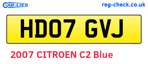 HD07GVJ are the vehicle registration plates.
