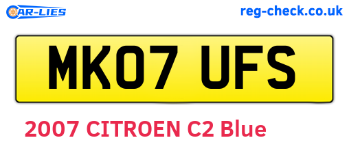 MK07UFS are the vehicle registration plates.
