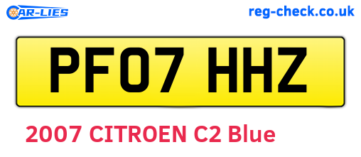 PF07HHZ are the vehicle registration plates.