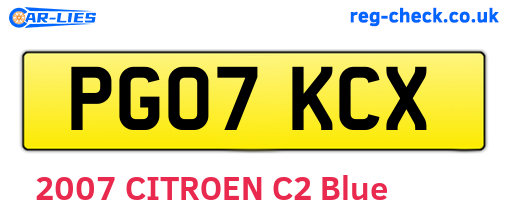 PG07KCX are the vehicle registration plates.