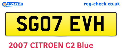 SG07EVH are the vehicle registration plates.