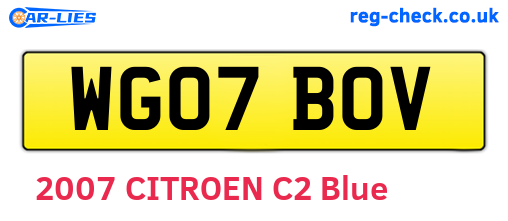 WG07BOV are the vehicle registration plates.