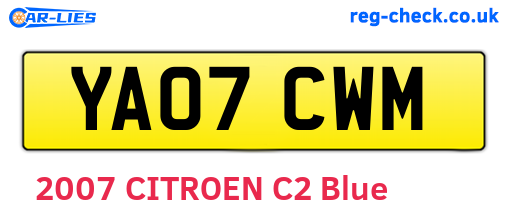 YA07CWM are the vehicle registration plates.