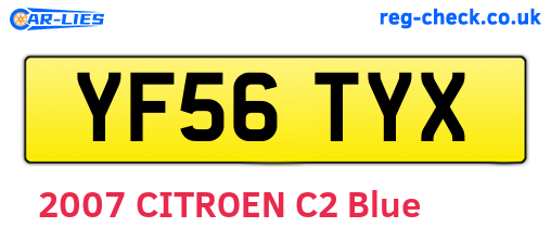 YF56TYX are the vehicle registration plates.