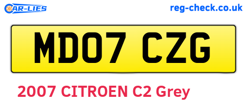 MD07CZG are the vehicle registration plates.