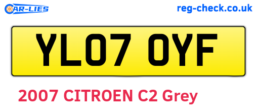 YL07OYF are the vehicle registration plates.