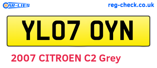 YL07OYN are the vehicle registration plates.