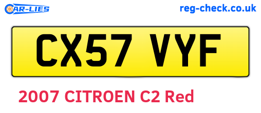CX57VYF are the vehicle registration plates.