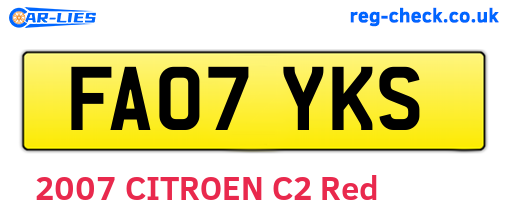 FA07YKS are the vehicle registration plates.