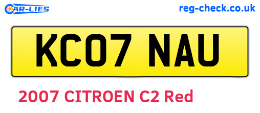 KC07NAU are the vehicle registration plates.