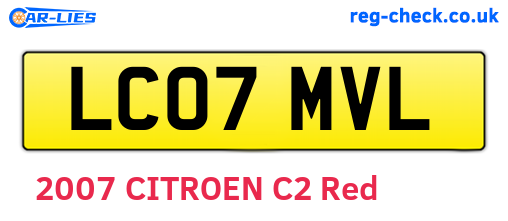 LC07MVL are the vehicle registration plates.
