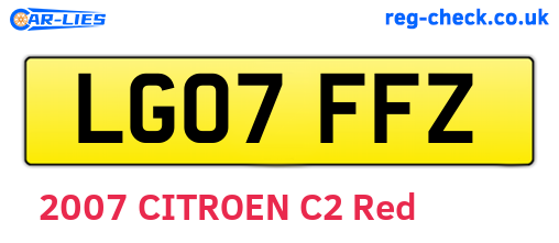 LG07FFZ are the vehicle registration plates.