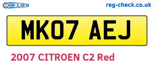 MK07AEJ are the vehicle registration plates.