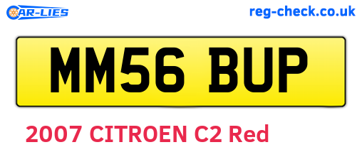 MM56BUP are the vehicle registration plates.