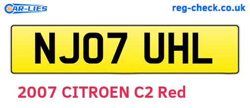 NJ07UHL are the vehicle registration plates.
