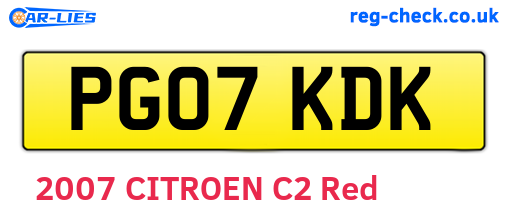 PG07KDK are the vehicle registration plates.