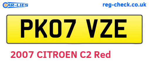 PK07VZE are the vehicle registration plates.