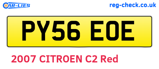 PY56EOE are the vehicle registration plates.