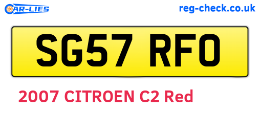 SG57RFO are the vehicle registration plates.