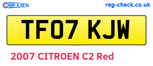 TF07KJW are the vehicle registration plates.