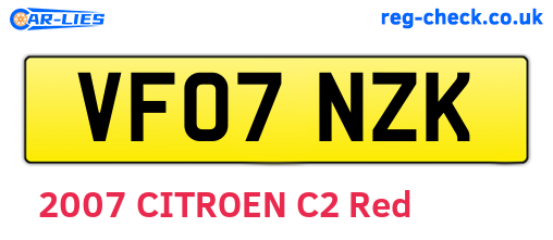 VF07NZK are the vehicle registration plates.