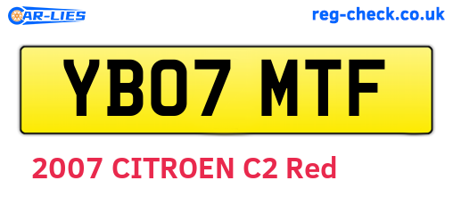 YB07MTF are the vehicle registration plates.